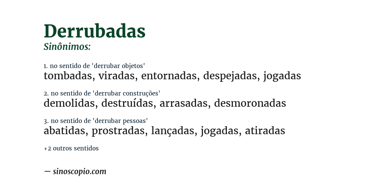 Sinônimo de derrubadas