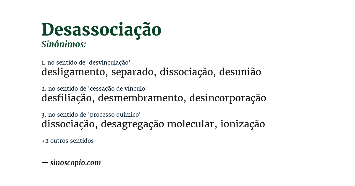 Sinônimo de desassociação