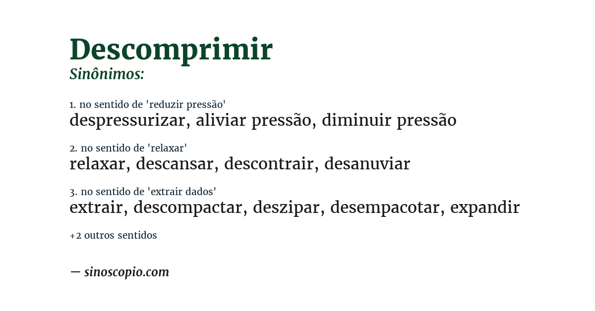 Sinônimo de descomprimir