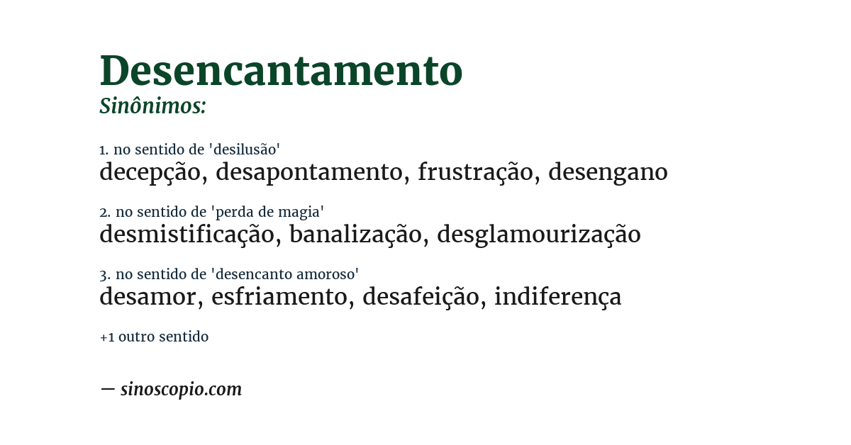 Sinônimo de desencantamento