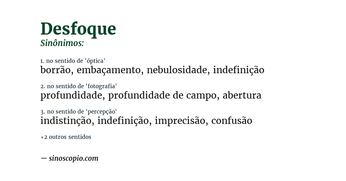 Sinônimo de desfoque