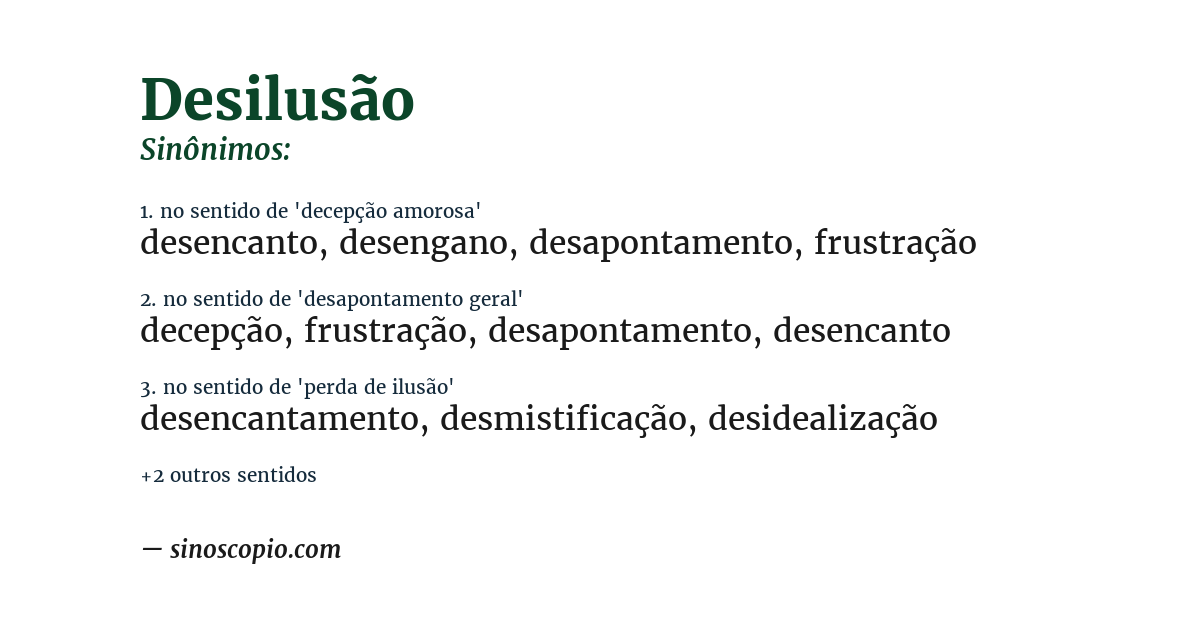 Sinônimo de desilusão