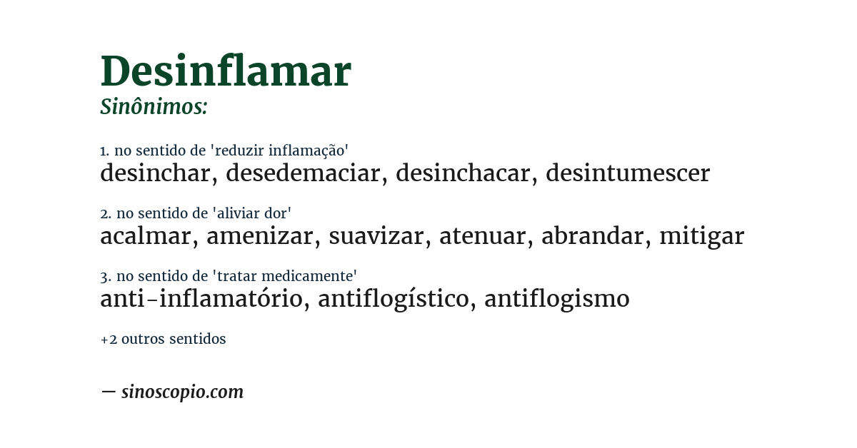 Sinônimo de desinflamar