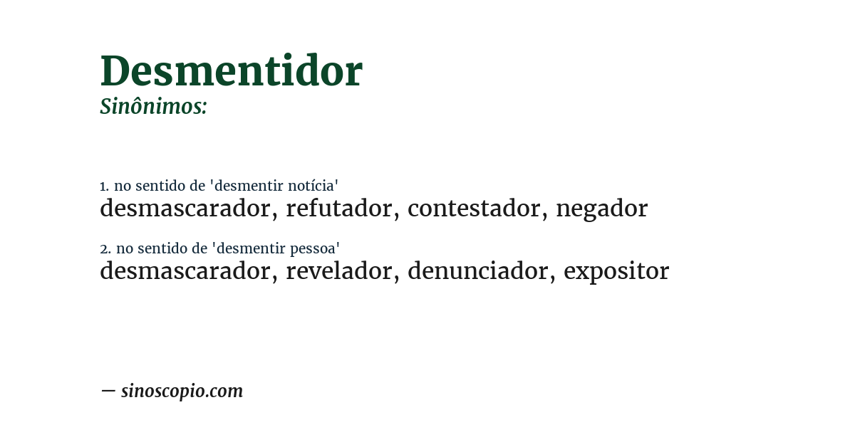 Sinônimo de desmentidor