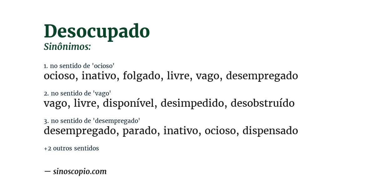 Sinônimo de desocupado