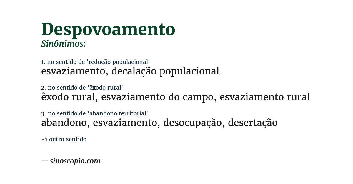 Sinônimo de despovoamento