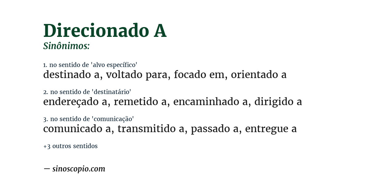 Sinônimo de direcionado a