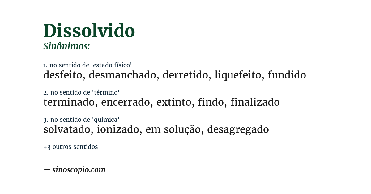 Sinônimo de dissolvido