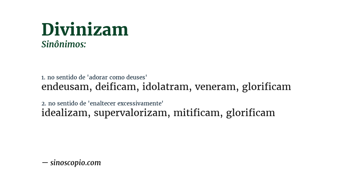 Sinônimo de divinizam