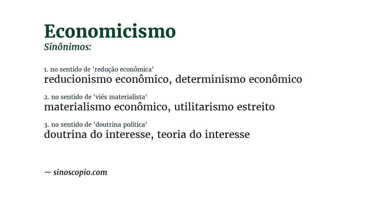 Sinônimo de economicismo