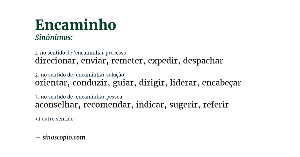 Sinônimo de encaminho