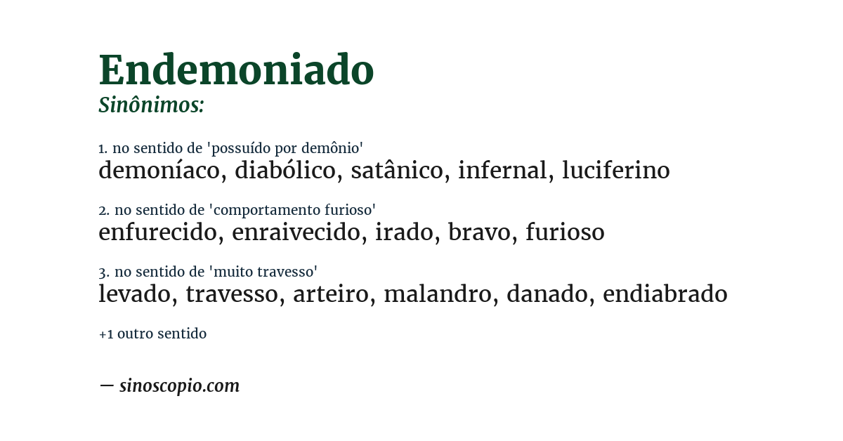 Sinônimo de endemoniado