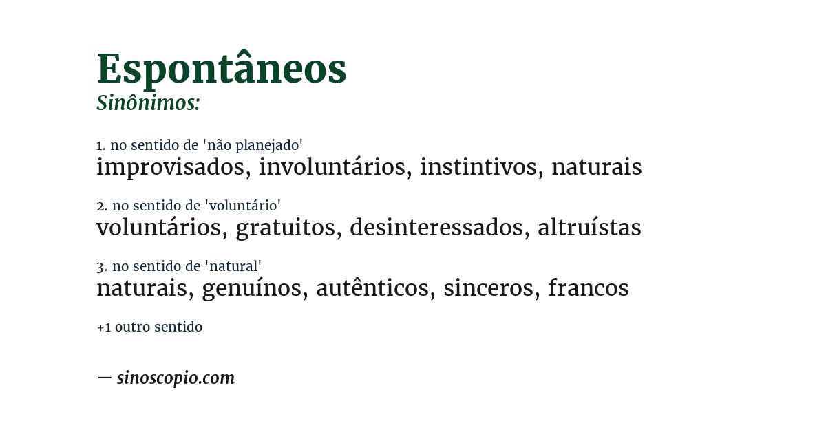 Sinônimo de espontâneos