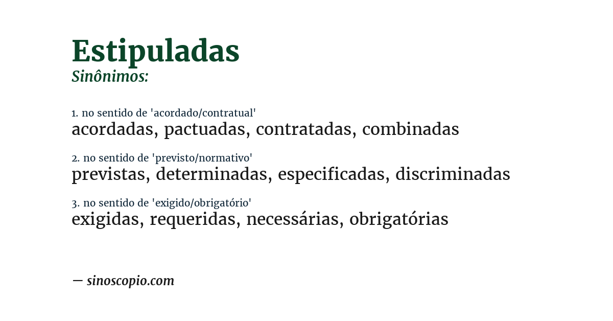 Sinônimo de estipuladas