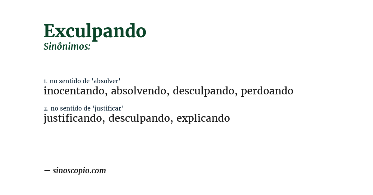 Sinônimo de exculpando