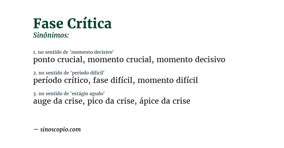 Sinônimo de fase crítica
