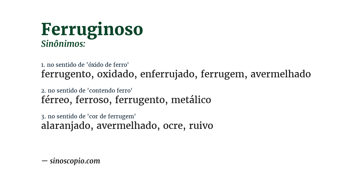 Sinônimo de ferruginoso