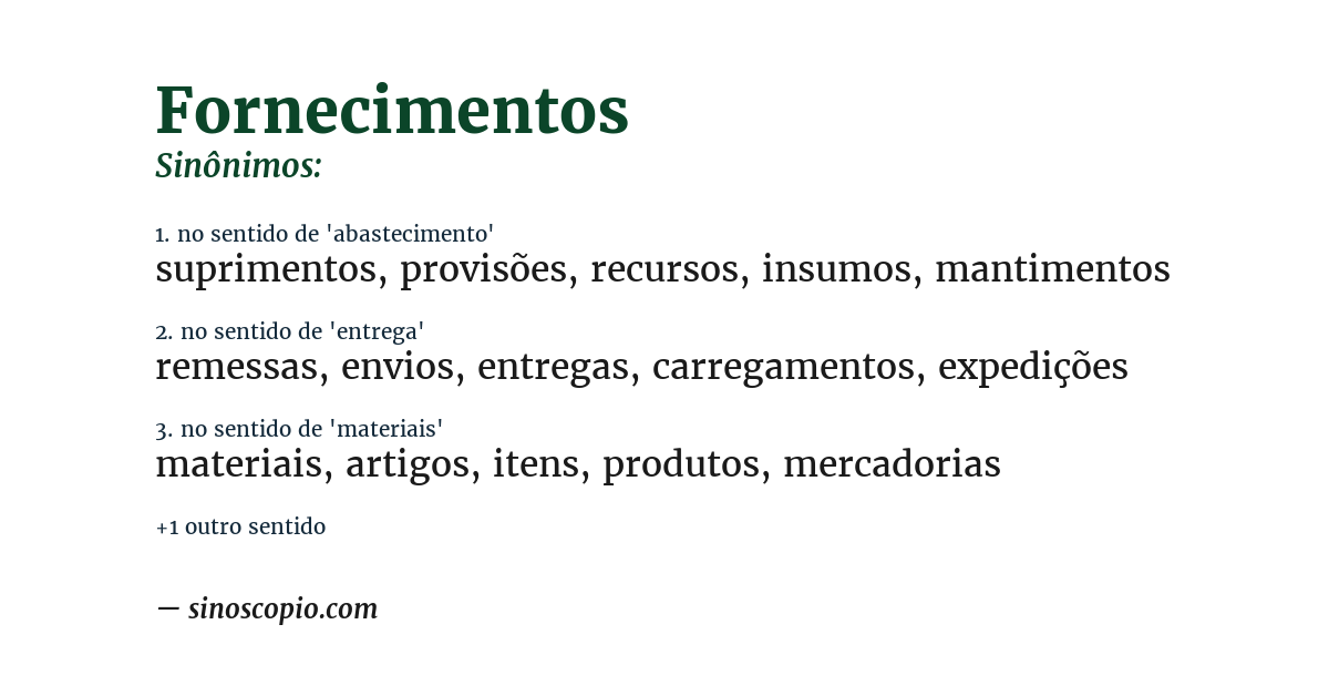 Sinônimo de fornecimentos