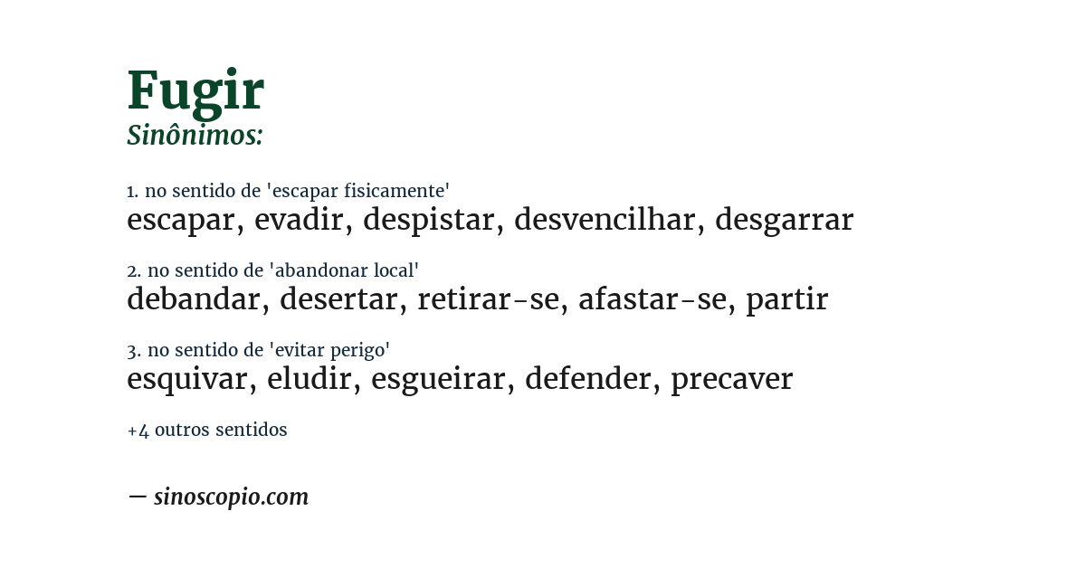 Sinônimo de fugir