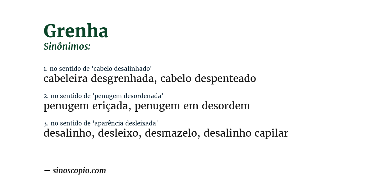 Sinônimo de grenha