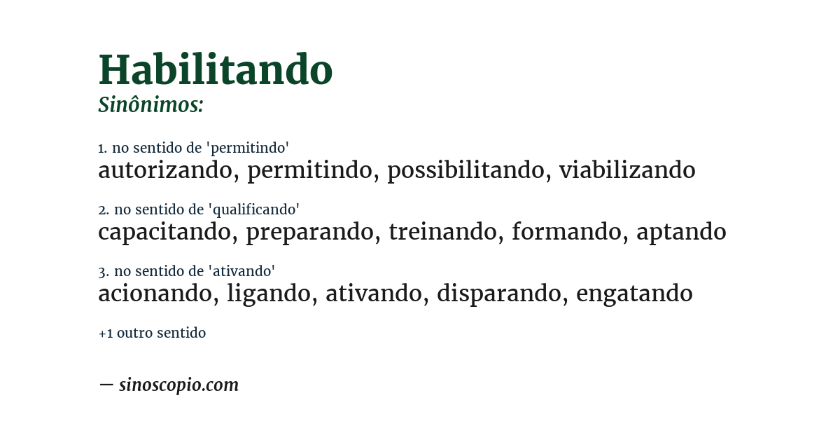 Sinônimo de habilitando