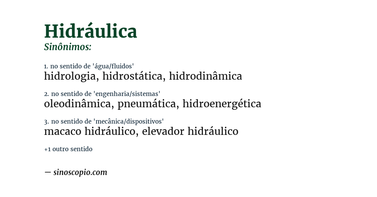 Sinônimo de hidráulica