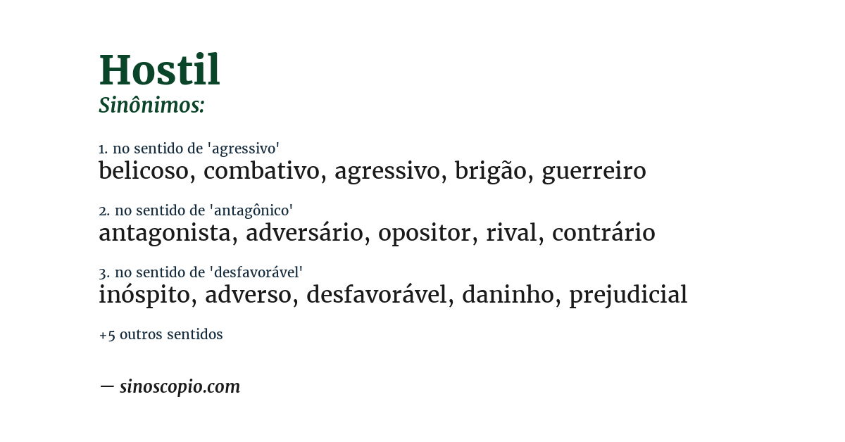 Sinônimo de hostil
