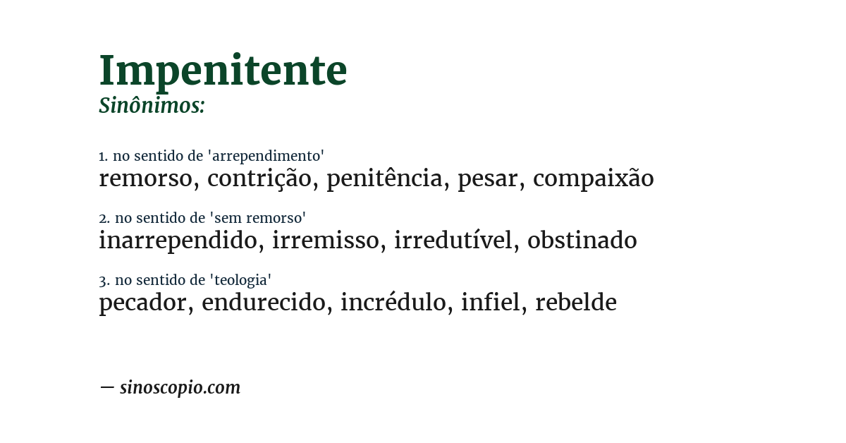 Sinônimo de impenitente