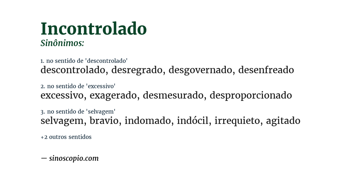 Sinônimo de incontrolado