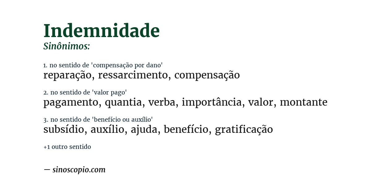 Sinônimo de indemnidade