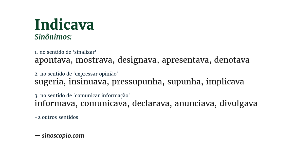 Sinônimo de indicava