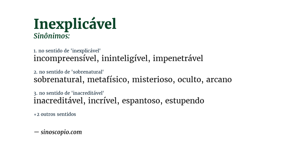 Sinônimo de inexplicável