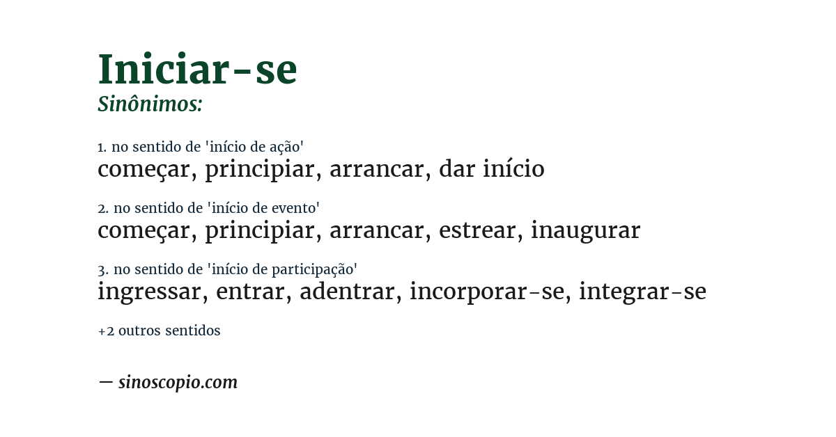Sinônimo de iniciar-se
