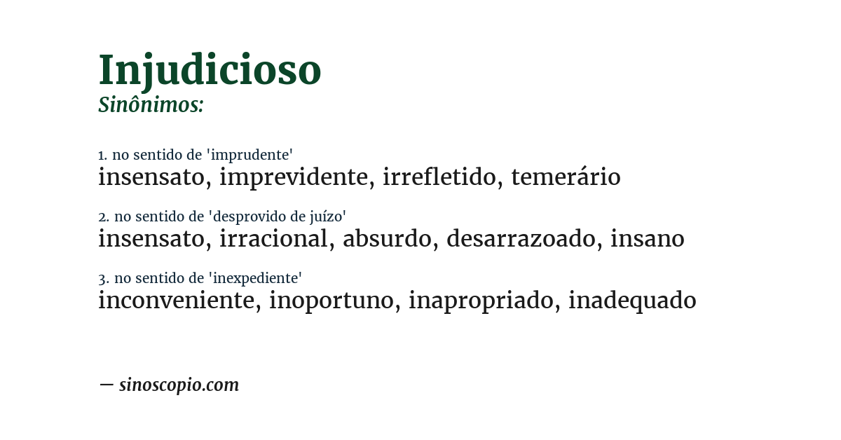 Sinônimo de injudicioso