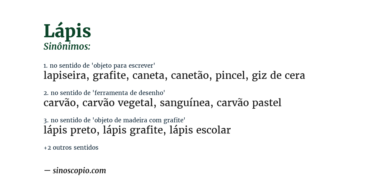 Sinônimo de lápis