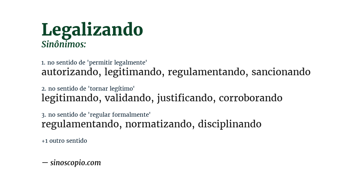 Sinônimo de legalizando