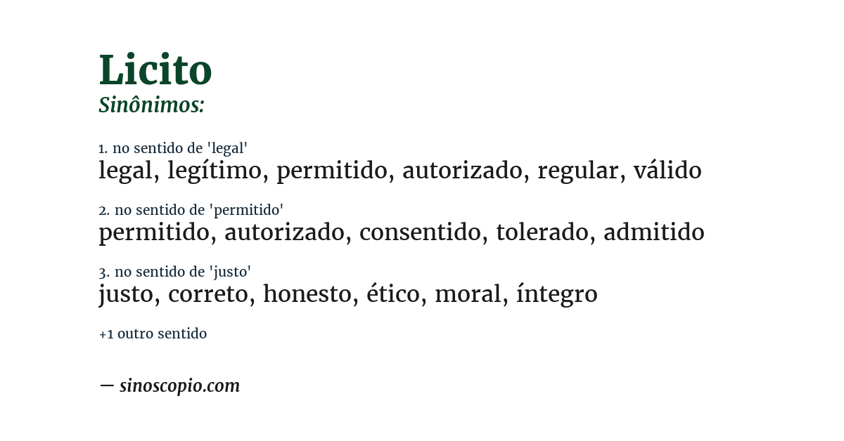 Sinônimo de licito