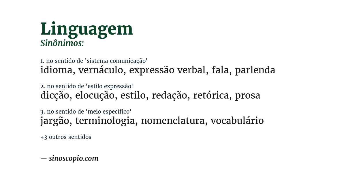 Sinônimo de linguagem