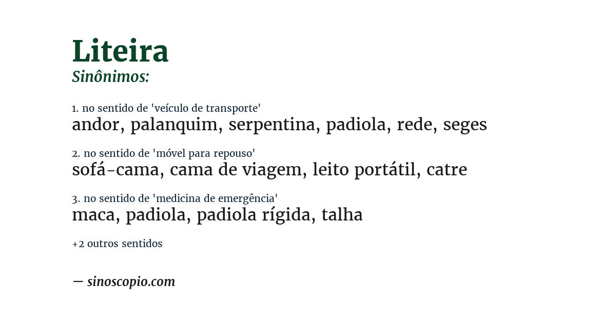 Sinônimo de liteira