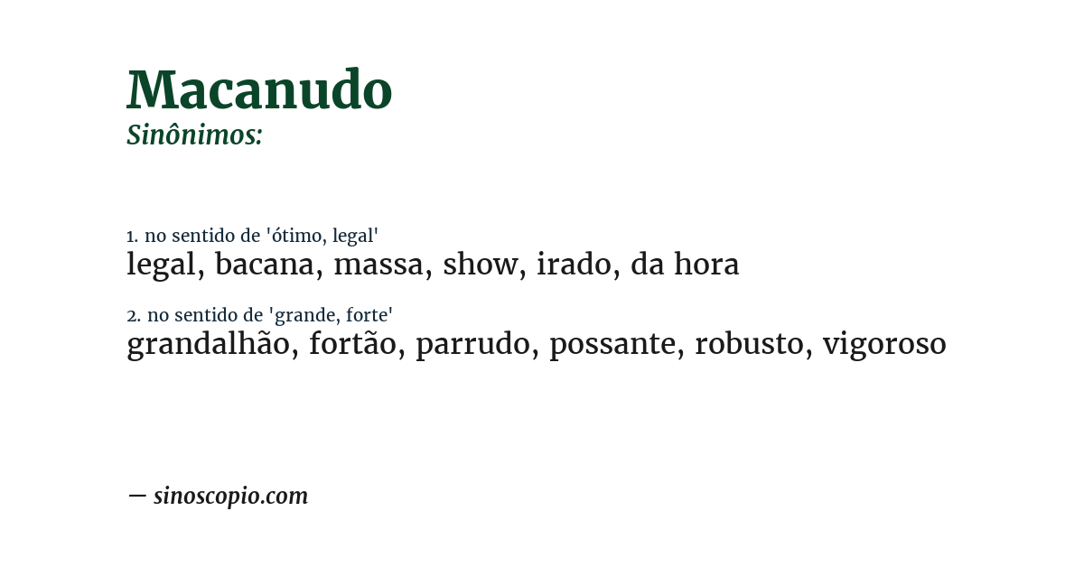 Sinônimo de macanudo