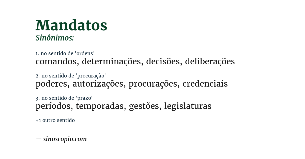 Sinônimo de mandatos
