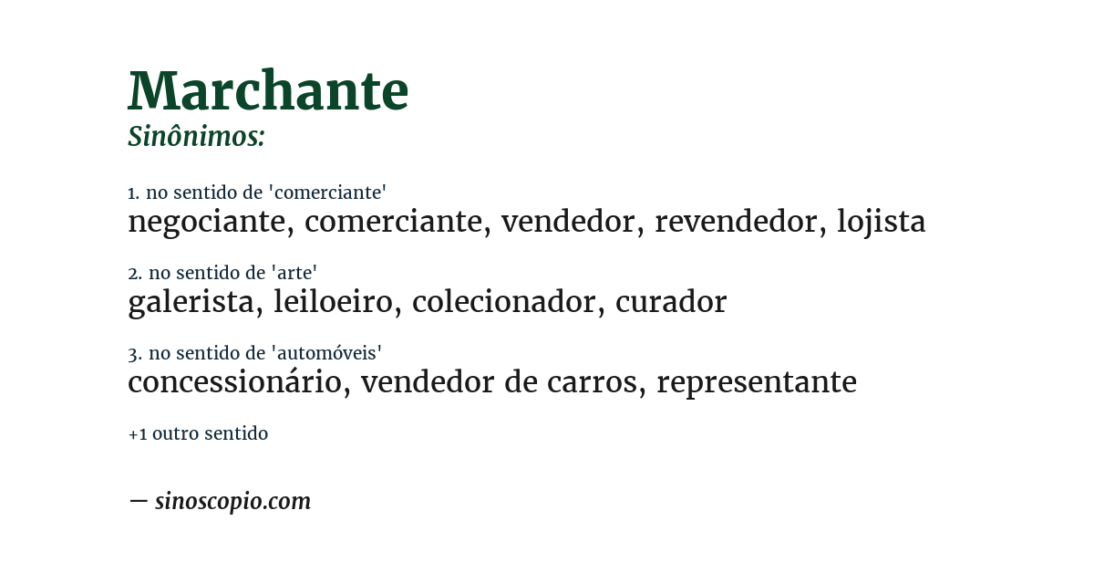Sinônimo de marchante