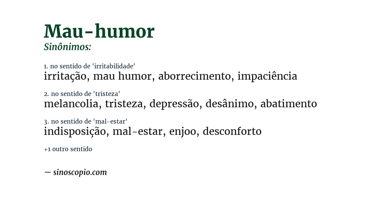 Sinônimo de mau-humor