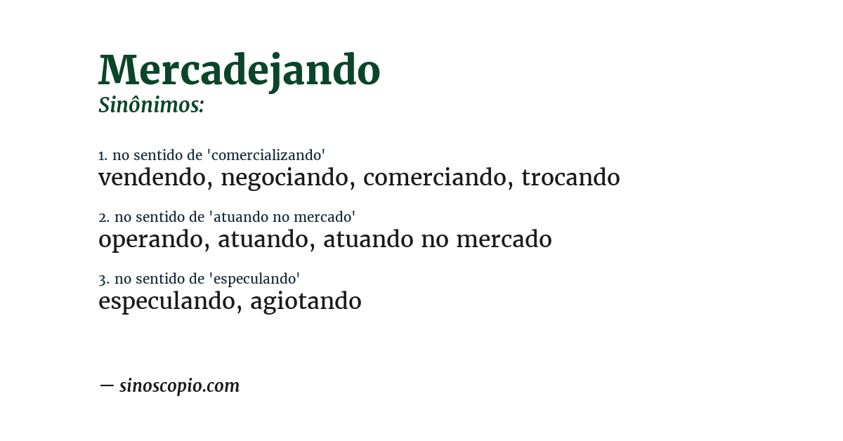 Sinônimo de mercadejando