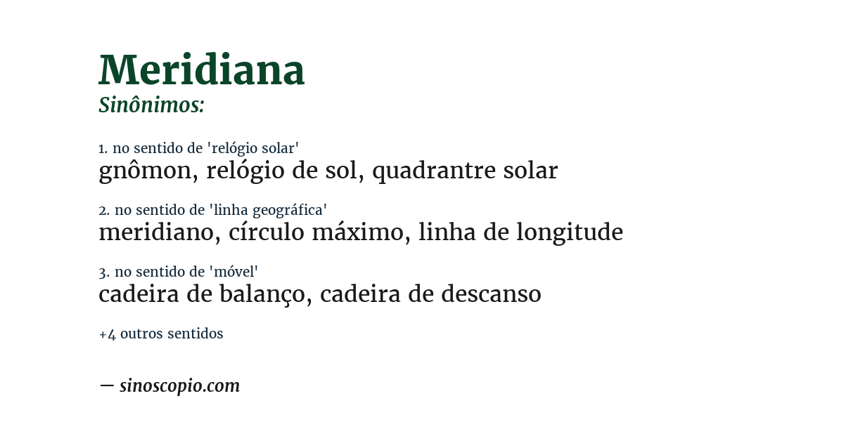 Sinônimo de meridiana