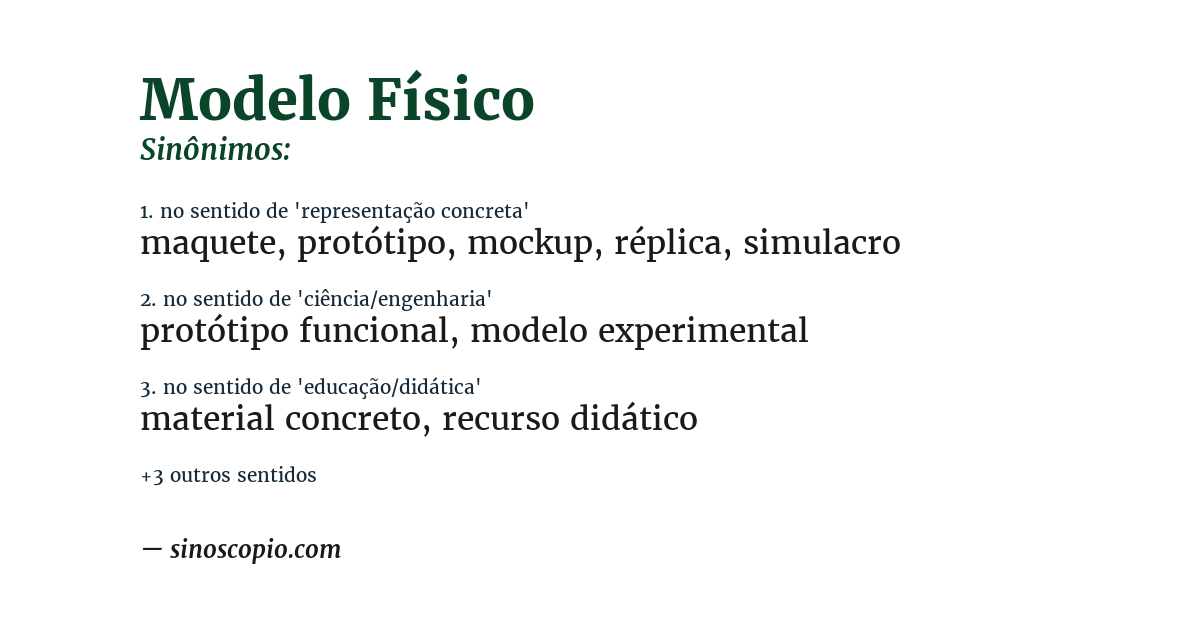 Sinônimo de modelo físico