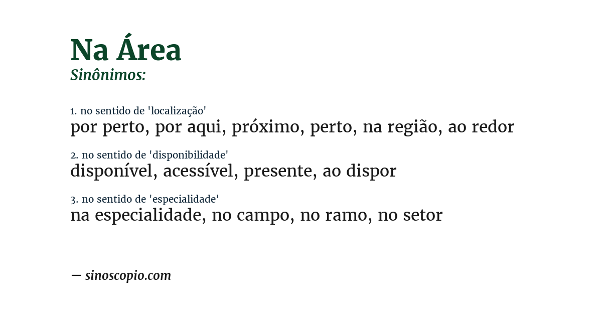 Sinônimo de na área