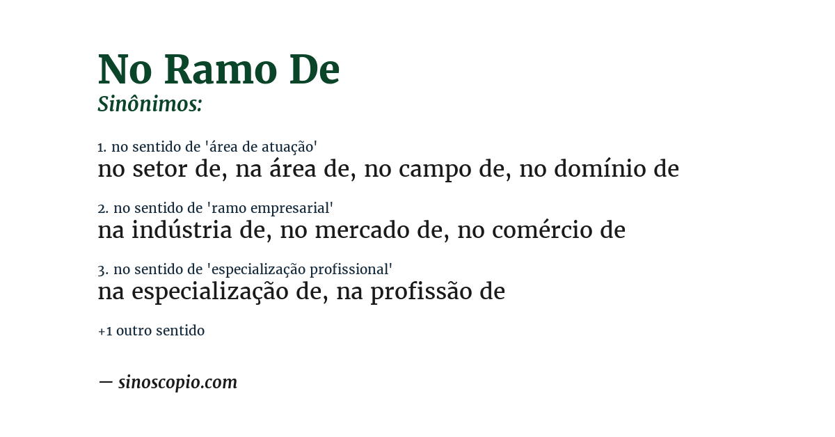 Sinônimo de no ramo de