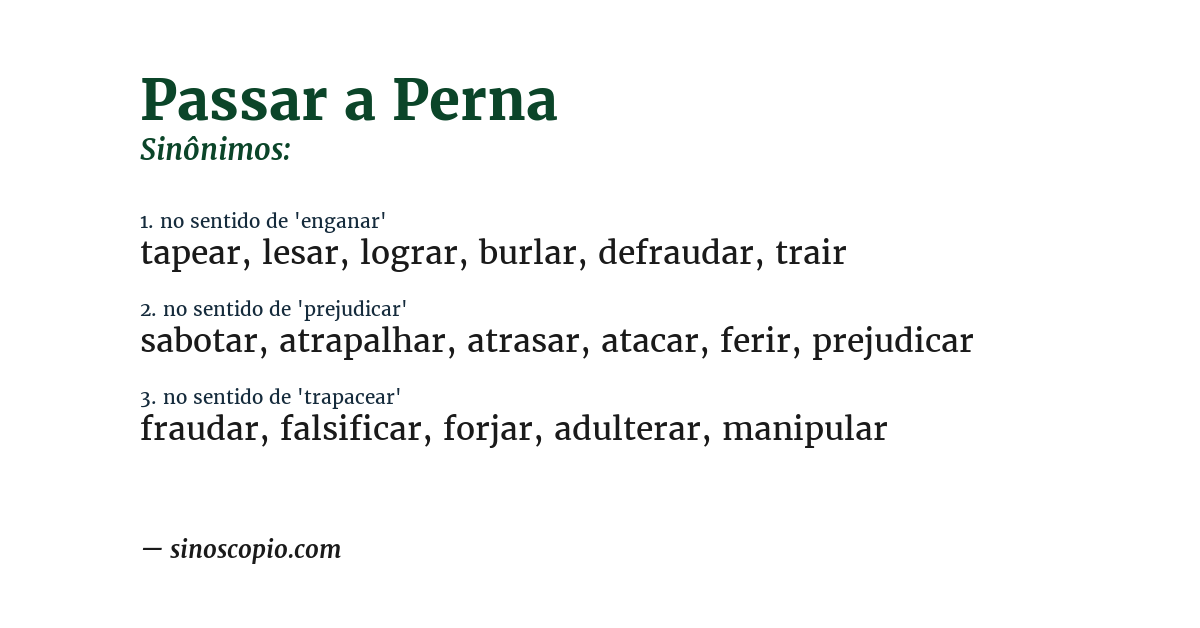 Sinônimo de passar a perna