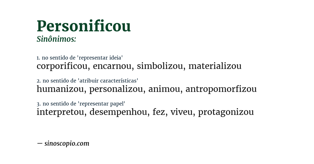Sinônimo de personificou